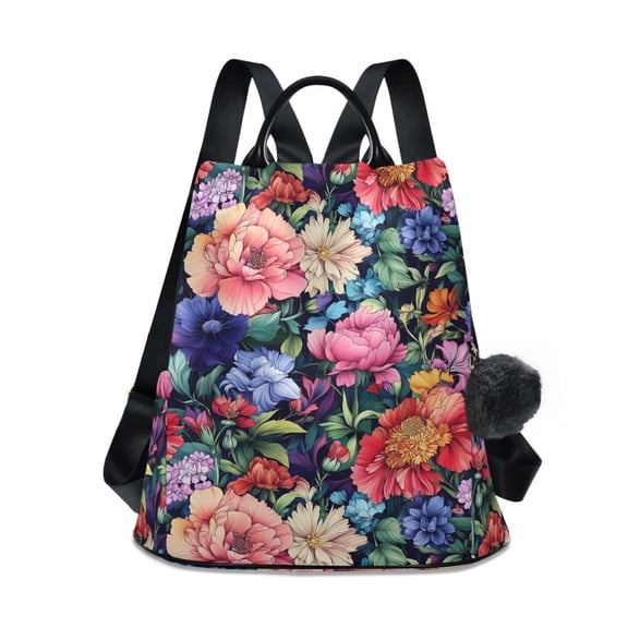 FORMRS Women's Travel Backpack Purse Anti-Theft Hidden Pockets Casual Shoulder Bag, Vibrant Pink Floral Pattern