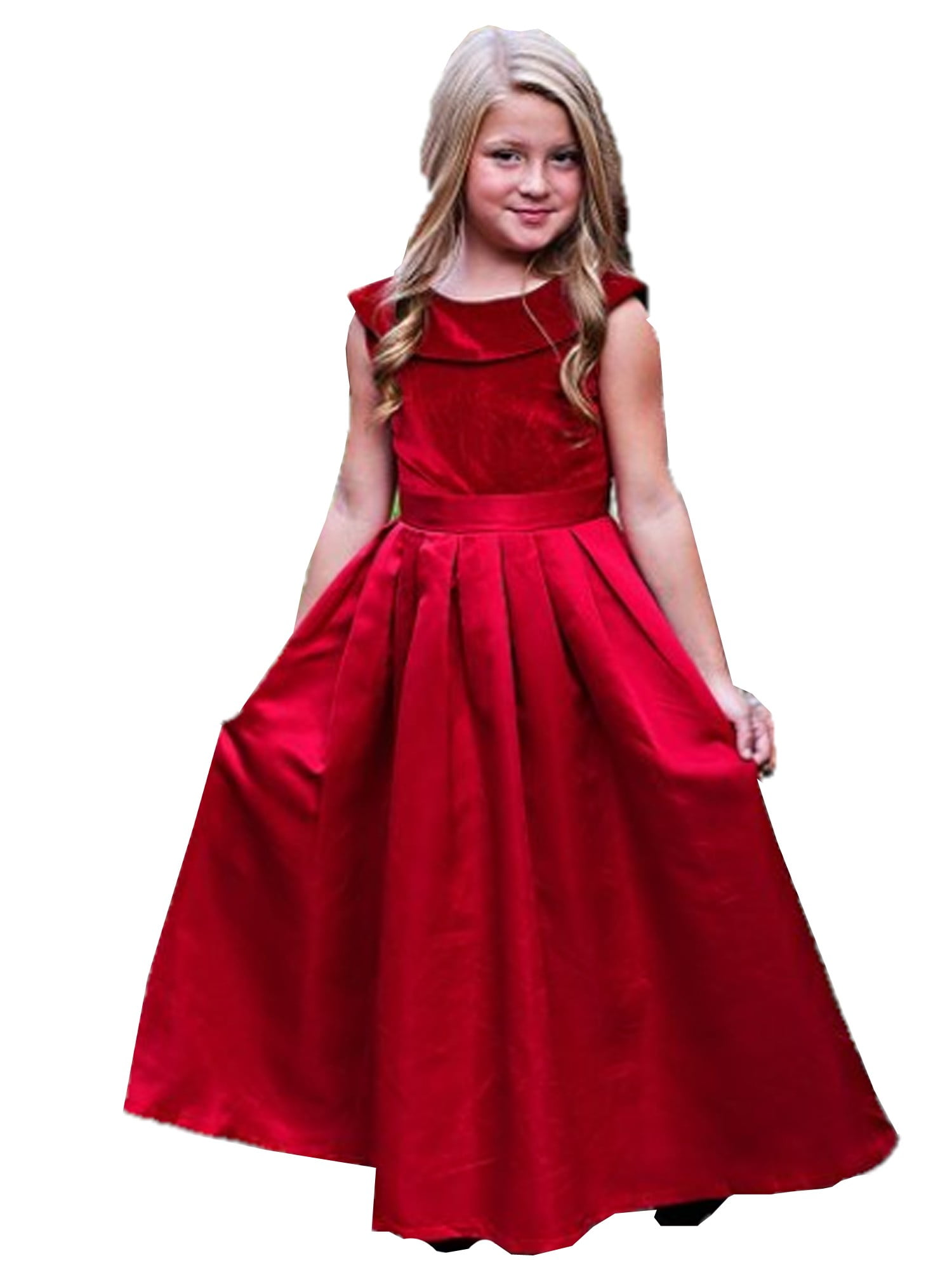 Just Couture Little Girls Wine Satin Velvet Amelia Christmas Dress