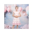 thumbnail image 4 of Sunny Fashion Girls White Dress Pink Floral Butterfly Embroidery Flutter Sleeves Scalloped Hem Girl Wedding Party Dress 4 Years, 4 of 7