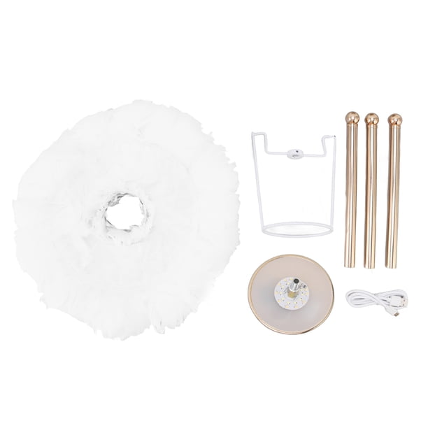 Lámpara de mesa de plumas Jadeshay Luz nocturna recargable USB tipo C 35 cm 48 cm A