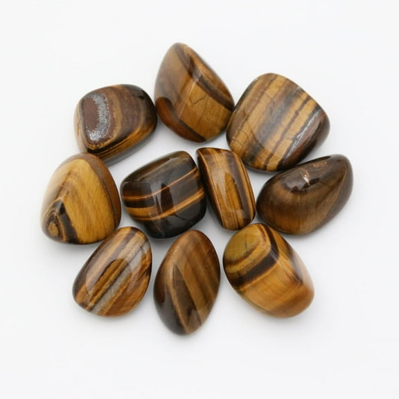Nvzi 10 Packs of Tumbled Polished Natural Tiger's Eye Stones for Tumbling, Cabbing, Fountain Rocks