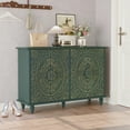thumbnail image 6 of 47.7" Wide Ornate Carved Storage Sideboard, with Adjustable Shelves and 4 Carved Doors, Green, 6 of 6