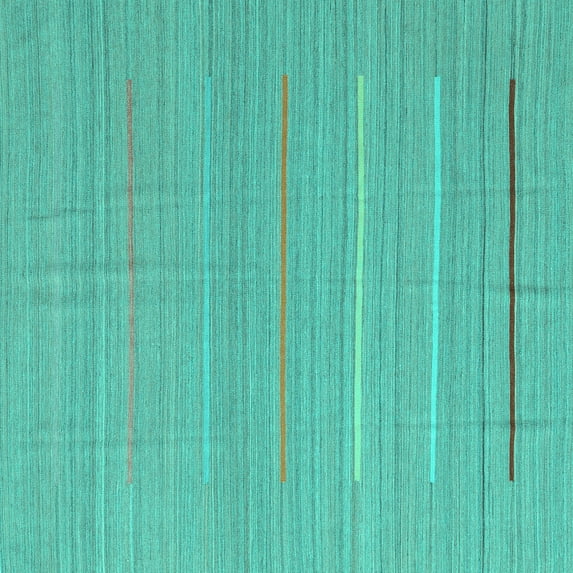 Ahgly Company Machine Washable Indoor Square Abstract Turquoise Blue Contemporary Area Rugs, 6' Square