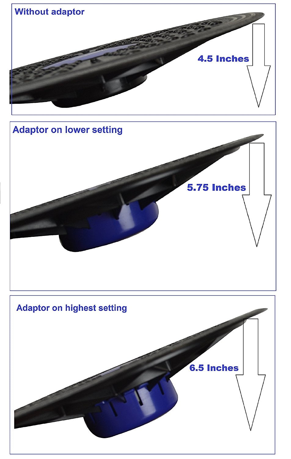 Bintiva Adjustable Balance Board, Extra Wide Diameter, For Fitness, Balance, and Stability Training, Blue Center