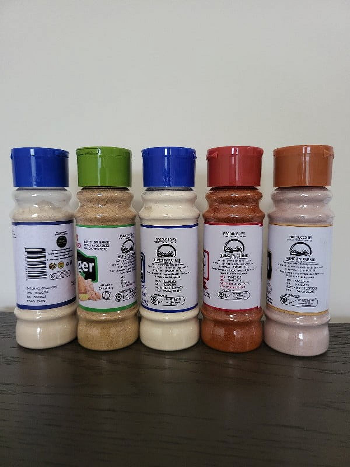 MONARCH 100% Ginger Powder- Garlic Powder- Chili Pepper Powder- Onion Powder (Red)- Onion Powder (White) Pack Of 5 Spices & Seasonings