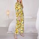 thumbnail image 3 of Balery Navy Blue Leaf Sunflower Conjunto de Pijama con Estampado para Mujer, Conjunto de Dos Piezas con Manga Larga, Ropa de Dormir Suave con Bolsillos, Pijamas Cómodos-Small, 3 of 7