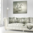 thumbnail image 2 of Designart Fast Moving White Horses - Animal Throw Pillow - 18x18, 2 of 4