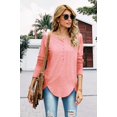 thumbnail image 4 of U.Vomade Women's Solid Button T-Shirt Long Sleeve Top, 4 of 5