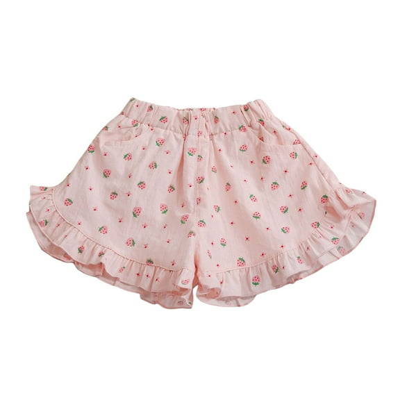 WRTFVZA Toddler Baby Girl Shorts Size 18-24 Months Toddler Baby Girl Shorts Casual Summer Elastic Waist Ruffle Hem Shorts Bottoms #Pink