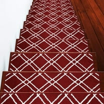 Stair Treads Vintage Collection Contemporary, Cozy, Vibrant and Soft Stair Treads, 9'' x 28'', Red & White, Pack of 4 [100% Polypropylene]