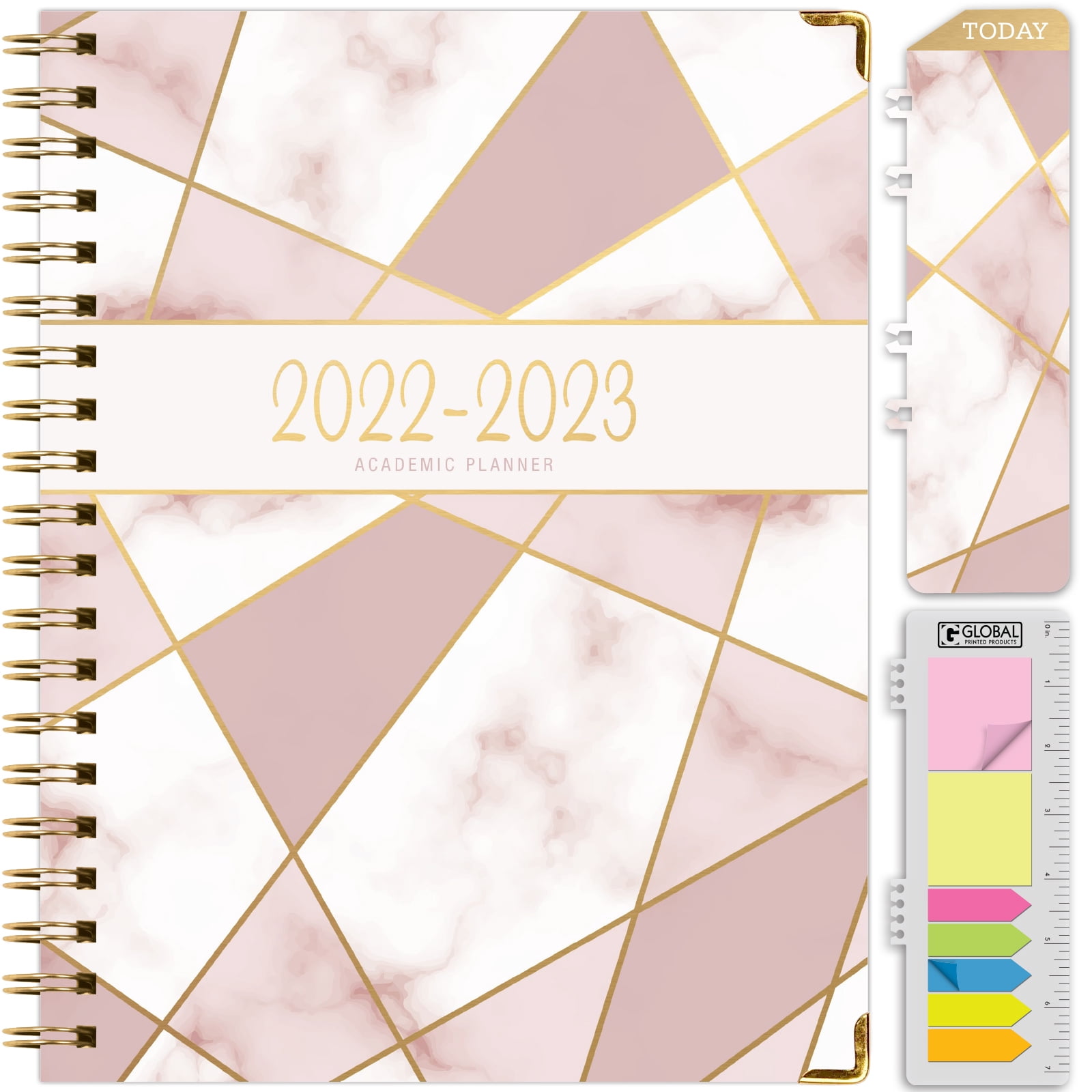Dated Elementary Student Planner for Academic Year 2020-2021 Block Style - 8.5x11 - Paint Splatter Cover Bonus Ruler/Bookmark and Planning Stickers 