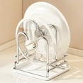 thumbnail image 5 of Stainless Steel Cutting Board Holder Rack with Lid and Pan Organizer, Two-Compartment Kitchen Counter Drying Rack with Drip Tray for Pot Lid and Chopping Board Storage, 5 of 9