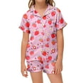 thumbnail image 2 of Tween Pajamas Girls Fruit Print 2 Piece Set Short Sleeve Button Down Sleepwear with Shorts Set Girls Summer Clothes Toddler Pjs 12-13 Years, 2 of 3