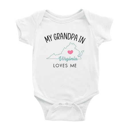 

My Grandpa In Virginia Loves Me Baby Clothing For Boy Girl Bodysuits 0-3 Months