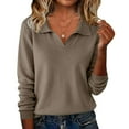 thumbnail image 3 of Lumtrix Sweaters for Women Long Sleeve V Neck Collar Warm Soft Knit Pullover Loose Casual 2026 Fall Winter Tops Collared Shirt Camel XL, 3 of 6