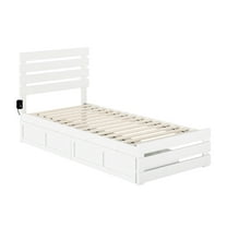Oxford Twin Extra Long Bed with Footboard and USB Turbo Charger with 2 Extra Long Drawers in White