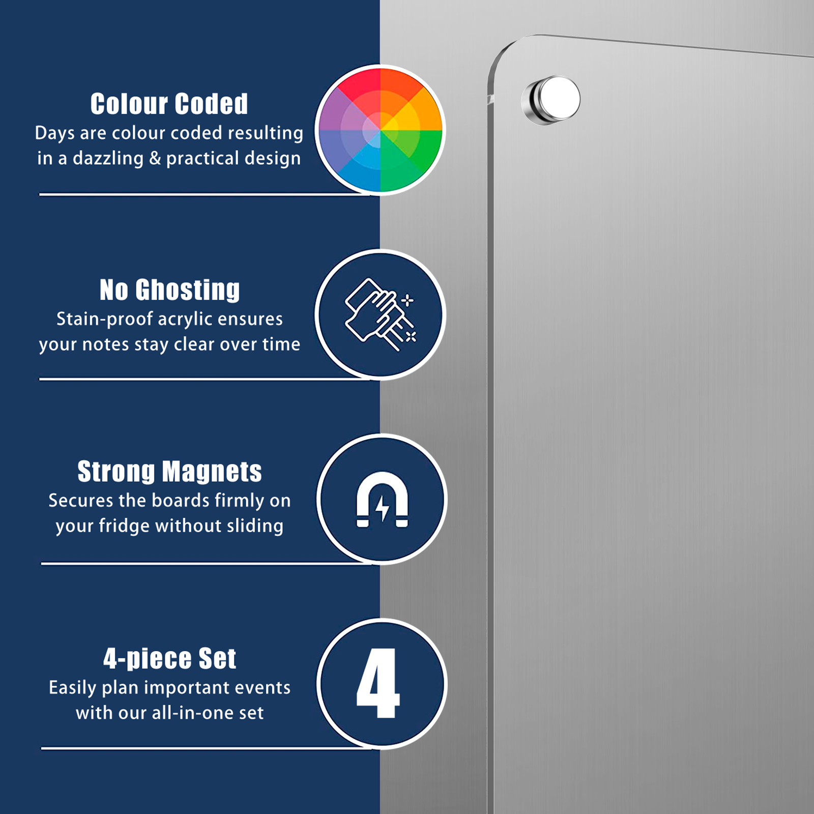 JTWEEN Acrylic Transparent Magnetic Calendar 11.8"x17.75" Acrylic Calendar Dry Erase Board Clear Fridge Weekly/Monthly Planner Magnetic Acrylic (Monthly)