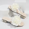 thumbnail image 4 of Women's Floral Block Heels Square Toe Elegant Dressy Slide Sandals Wedding Party Date Night Heel Sandals White 6.5(38), 4 of 6