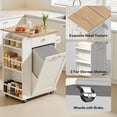 thumbnail image 6 of spanspace 23" Kitchen Island Cart with Drop Leaf , 10 Gallon Storage and Tilt Out Trash Can Cabinet , Portable Kitchen Island with Lockable Wheels and Drawer for Kitchen, White, 6 of 9