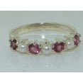 thumbnail image 5 of LBG British Made 10k White Gold Cultured Pearl & Pink Tourmaline Womens Eternity Ring - Size 8.75 - 33 size options, 5 of 6
