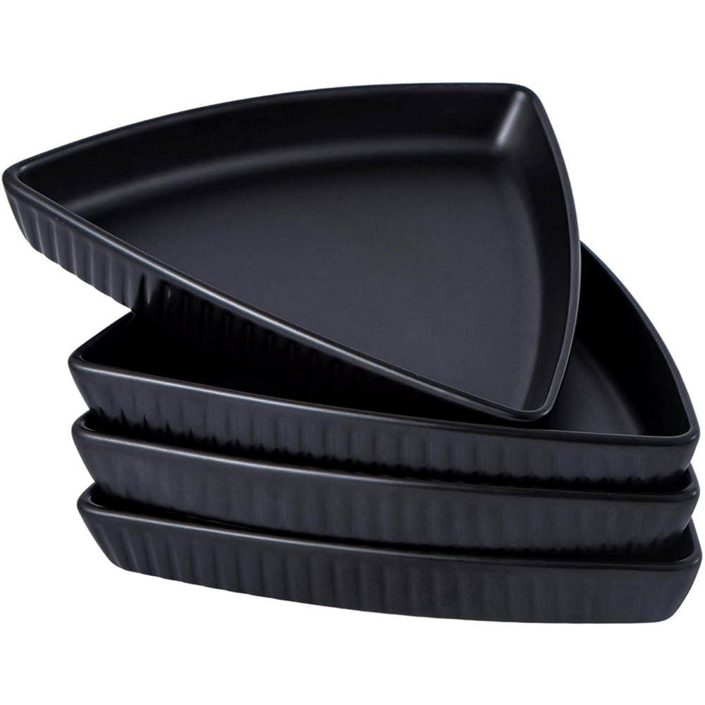 Bruntmor 8" Ceramic Triangle Dinner Plates Set of 4 Modern Serving
