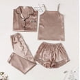 thumbnail image 2 of Mercatoo Pajamas Sets for Women,Silk Pajama Set 4Pcs Satin Sleepwear Camisole Long Pants Shorts Sexy Lace Nightgowns Sets, 2 of 3