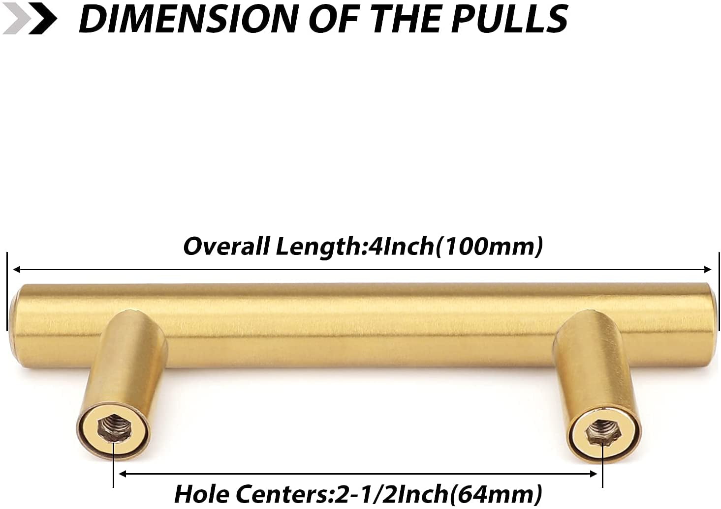 Homdiy 25 Pack Gold Brushed Craft Pulls for Kitchen Bedroom Bathroom Cabinet, Furniture Handles, 2-1/2 Hole Center(64mm)