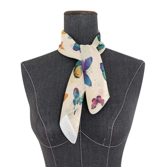 Square Scarf 24x24 Inch Vibrant Polka Dot Butterfly Silky Satin Sun Protection Neck Scarf for Women Multi-Purpose Head Wrap Bandana for Hair Bag Decoration