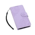 thumbnail image 3 of ELEHOLD Case for Google Pixel 9 / 9 Pro, Flower Embossed Flip Leather Wallet Phone Case with 3 Card Slots & Wrist Strap,Purple, 3 of 7