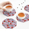 thumbnail image 4 of Leather Coasters with Heat-resistant for Drinks, Colorful Carnations Flowers Butterfly -标题2 Octagon, 4 of 5