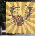 thumbnail image 4 of Ambesonne Deer Shower Curtain, Grunge Style Antlers Art, 69"Wx84"L, Yellow Mustard, 4 of 5