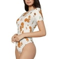 thumbnail image 2 of KLL Women 's Crew Neck Bodysuit Jumpsuits Cute Squirrel Fall Print Short onesies Stretch T Shirts, 2 of 7