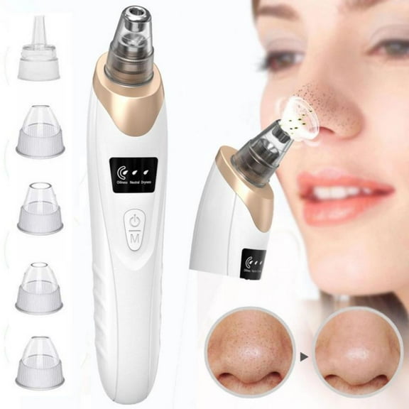 Clearance! Blackhead Remover Pore Vacuum - Electric Blackhead Removal tool facial Pore Cleaner Extractor Beauty Device kit with 5 Suction Heads for Women and Men