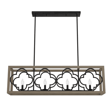 

Hunter Gablecrest French Oak and Rustic Iron 4 Light Linear Chandelier Ceiling Light Fixture