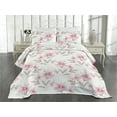 thumbnail image 2 of Ambesonne Floral Quilted Coverlet 2 Pcs, Soft Floral Art Garden Print, Twin Size, Pastel Pink and Sage Green, 2 of 4