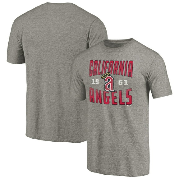 Men's Gray California Angels Cooperstown Collection Vintage Antique Stack Tri-Blend T-Shirt
