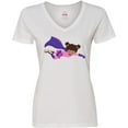 thumbnail image 3 of Inktastic African American Girl, Purple Cape, Superhero Girl Women's V-Neck T-Shirt, 3 of 5