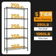 thumbnail image 4 of Might Indoor 5-Tier Metal Black NSF Certified Commercial Height Adjustable Shelf for Storage, 4 of 8