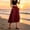 Red, variant on Capri Pants Baggy Pants Women's Solid Color Elastic Waist Wide-Leg Skirt Pants Casual Cropped Pants Red M
