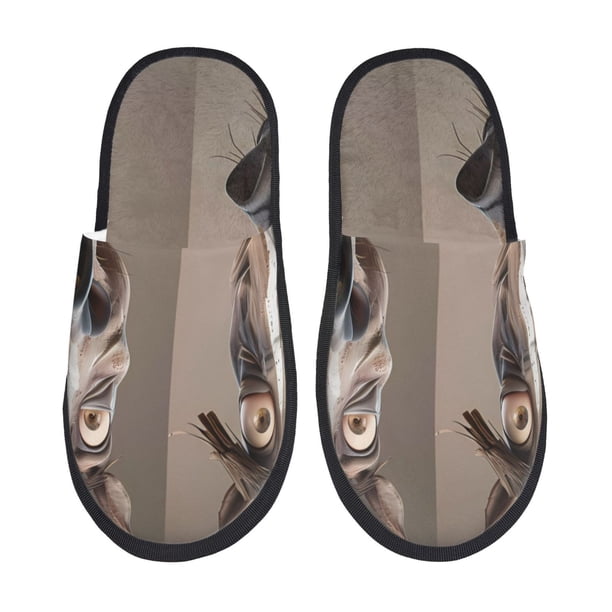 Balery Funny Horse Faces Expressions Pantuflas de Casa de Felpa Silenciosas con Diseño Estampado, Zapatillas Cómodas Antideslizantes de Algodón para Interior-Large