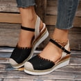 thumbnail image 6 of Women's Orthopedic Platform Wedge Sandals with Ankle Strap Summer Dressy 2026 Boho Espadrille Sandals for Beach Travel Black 8.5, 6 of 6