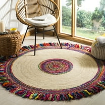 SAFAVIEH Cape Cod Keeleigh Geometric Area Rug, Ivory/Red, 4' x 4' Round