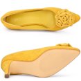 thumbnail image 5 of BLISSFUL STEP Women's Flower Pointed Toe Stiletto Heels Pumps Yellow 8.5, 5 of 6