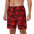 thumbnail image 1 of Balery Red Skulls 3 Bañador para hombre, shorts de playa de secado rápido con entrepierna y forro de compresión-3X-Large, 1 of 6