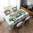 thumbnail image 4 of Hello Spring Rectangle Tablecloth, Easter Flowers Green Truck Floral Blue Plaid Waterproof & StainResistant Tablecloth, Washable Oil-proof Table Cover for Dining/Party/Wedding/Buffet 60x102 In, 4 of 9
