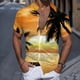 thumbnail image 2 of Camisas Cuello De Hombre Hombres Casual Manga corta Primavera Verano Turndown Neck 3D Impreso Camisas Moda Top Blusa Camisas (Orange, M), 2 of 4