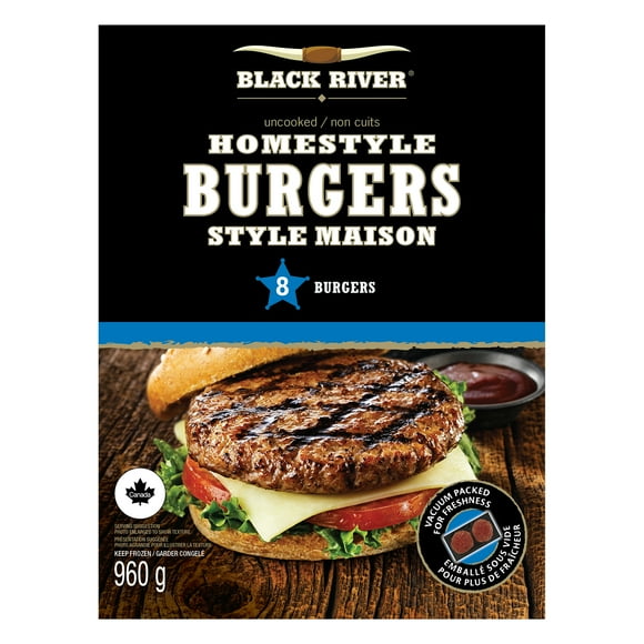 Black River Homestyle Burgers 960g / 8x120g / 8 count
