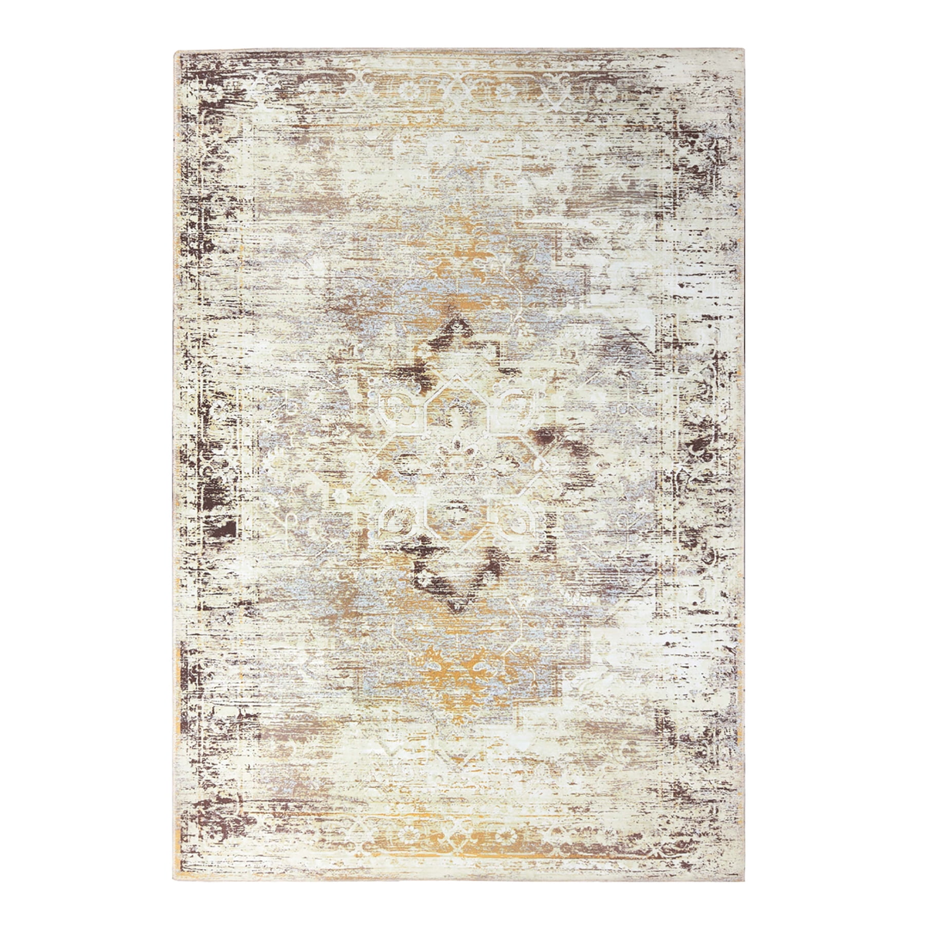 Superior Dove Rustic Washable Indoor Area Rug, 5' x 7', Cream