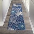 thumbnail image 5 of 10' Navy Blue Floral Power Loom Runner Rug, 5 of 8