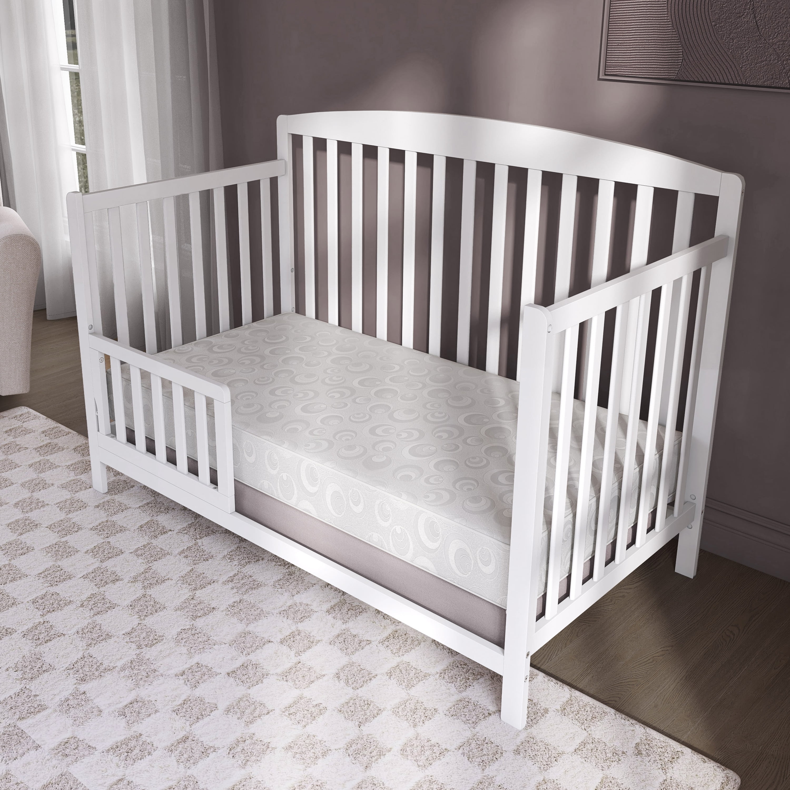 Dream On Me Honeycomb Breathable Fiber Crib and Toddler Mattres | Honeycomb Lunar Circles / White